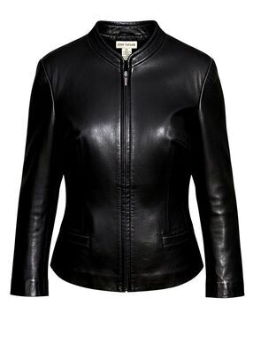 ANN TAYLOR Womens (M) Black Buttery-Soft 100% Napa Leather Zip-Up Jacket - Lined